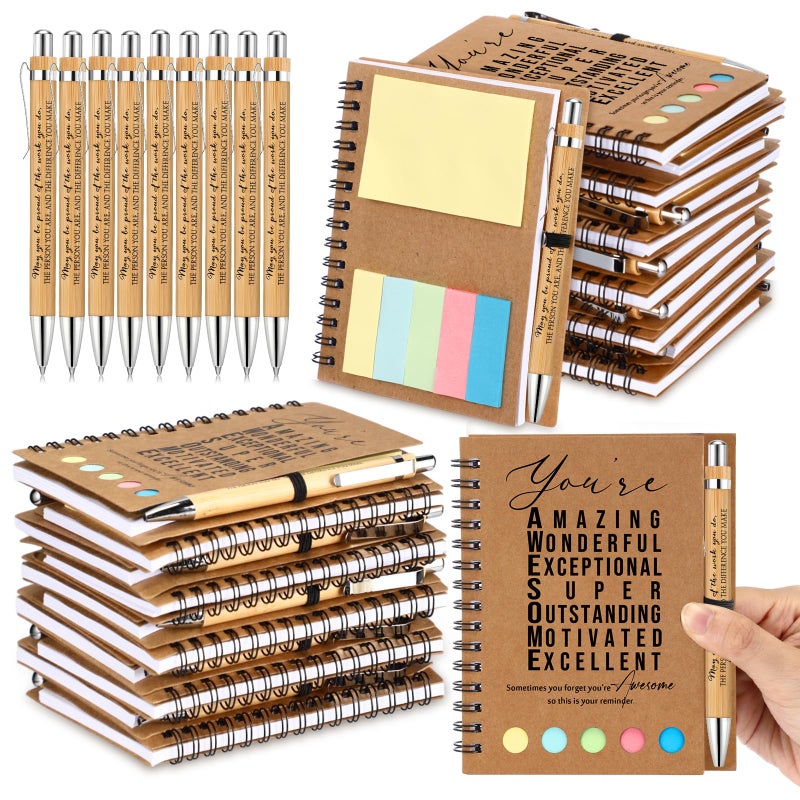 Jetec 75 Sets Inspirational Notebooks Bulk Christmas Employee Appreciation Gifts Spiral Notebook with Sticky Notepad Bamboo Pens for Xmas Thanksgiving Coworker Student Nurse Staff (Amazing) - Image 1