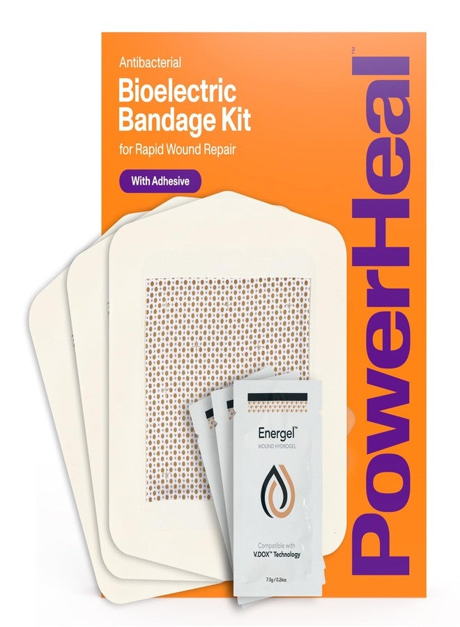 PowerHeal Bioelectric Bandage Kit for Wound Care & Fast Healing – 3-Layers w/Bioelectric Pad, Absorbent Pad, Adhesive + Wound Hydrogel – for Cuts, Abrasions, Blisters, Burns – 3-Pack, 6” x 6” - Image 1