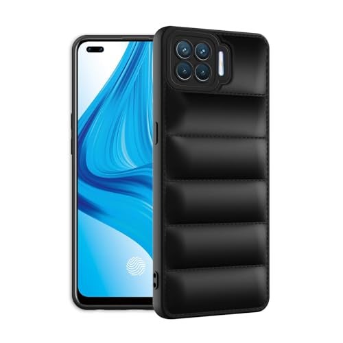 Plus Puffer Case Camera Protection Soft Back Cover for Oppo F17 Pro - Black - Image 2