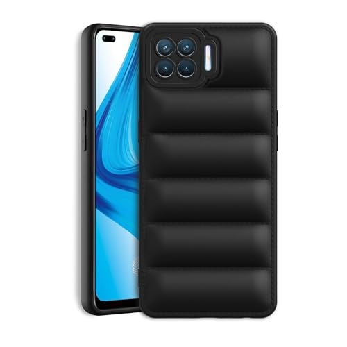 Plus Puffer Case Camera Protection Soft Back Cover for Oppo F17 Pro - Black - Image 1