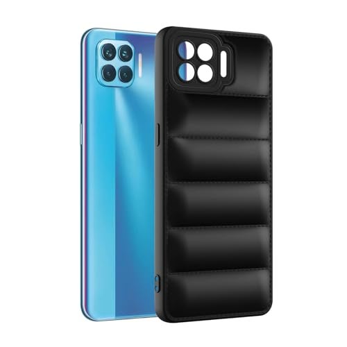 Plus Puffer Case Camera Protection Soft Back Cover for Oppo F17 Pro - Black - Image 3