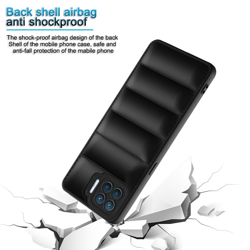 Plus Puffer Case Camera Protection Soft Back Cover for Oppo F17 Pro - Black - Image 4