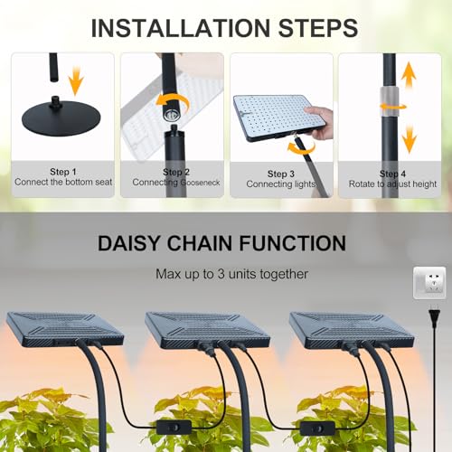 FECiDA Desk Grow Lights for Indoor Plants, Table Top Grow Light UV-IR Full Spectrum, 2000 Lumen LED Bonsai Houseplant Growing Lamp with On/Off Switch, 16"-24" Height Adjustable - Image 4