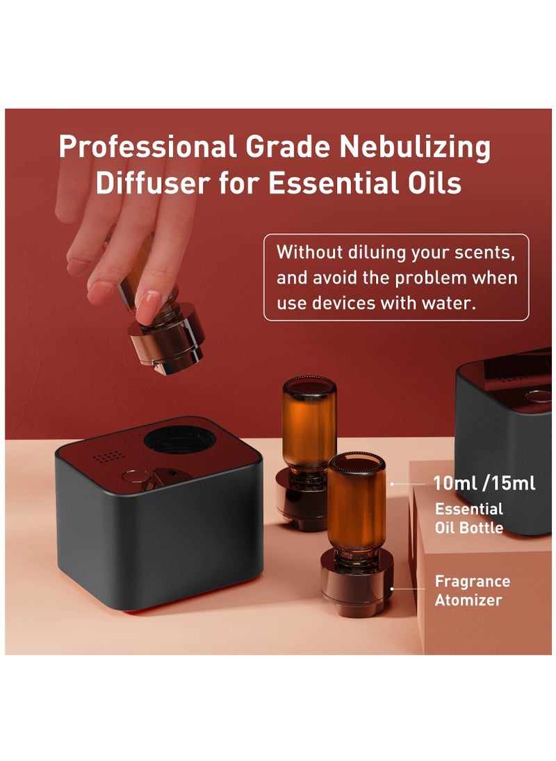 Generic - Waterless Nebulizing Aromatherapy Diffuser for Essential Oils - Cordless, Battery Operated, No Heat, No Noise, Perfect for Large Rooms, Home, Office, and Car (Black) - Image 1