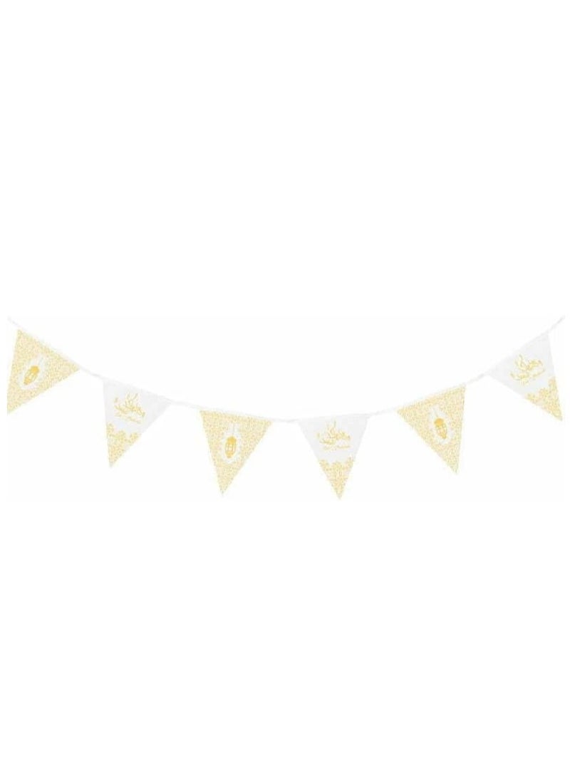 ThePartyPopper Pack of 3 White and Gold Eid Flag Bunting Banner- 9M Eid Party Decorations Ramadan Festival Supplies - Image 4