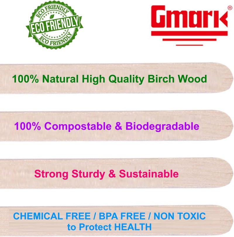 Gmark Market multi-use trusted quality Gmark 5.5" Premium Wood Stirrer 2.3mm Thick Individual Wrapped 100 pc - Wood Coffee Stir Sticks for Tea Beverage, Corn Dog Stick Craft Stick 100/Bag GM1115C All consumer tier purchase options - Image 4