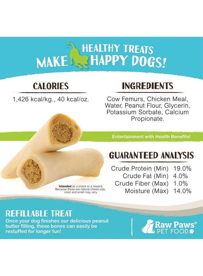 Raw Paws Filled Cow Femurs for Dogs - Peanut Butter Flavor, 5-6", 4-ct - Peanut Butter Filled Bones for Dogs - Bones for Large Breeds - Stuffed Cow Femur - Image 3