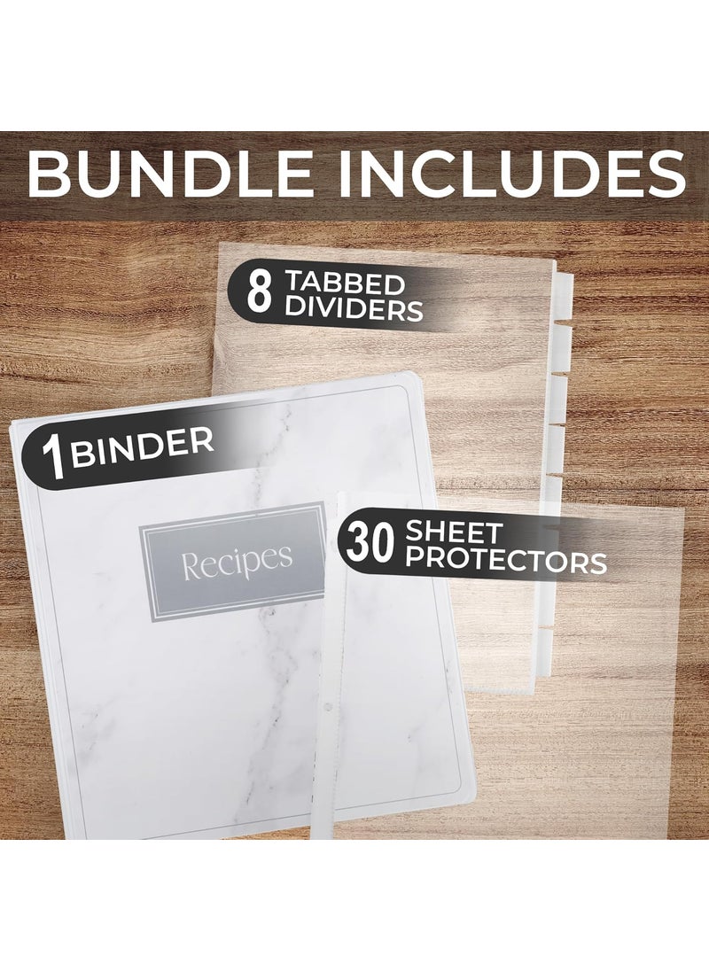 Samsill Samsill Recipe Binder Full Page 85 x 11 Kit 1 Inch DRing Marble Design  - Image 3