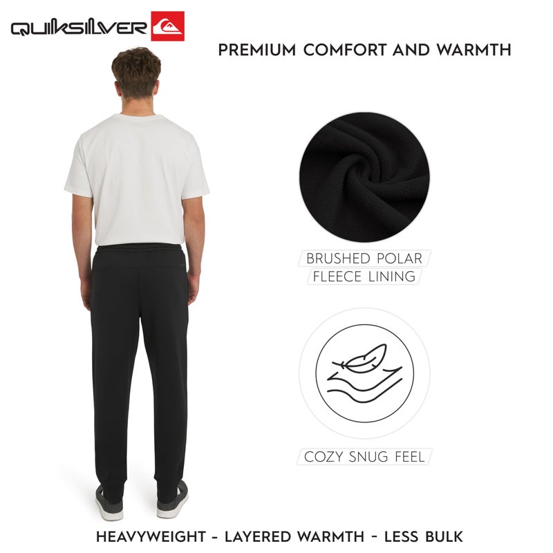 Quiksilver Men's Regular Fit Active Performance Heavyweight Jacquard Mesh and Polar Fleece Jogger Pants, Black Onyx, Medium - Image 3