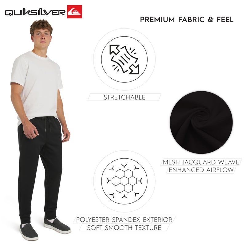 Quiksilver Men's Regular Fit Active Performance Heavyweight Jacquard Mesh and Polar Fleece Jogger Pants, Black Onyx, Medium - Image 5