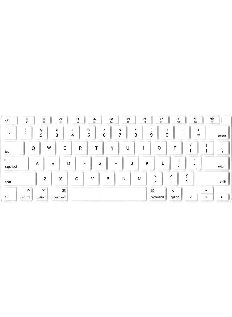 مافانز غطاء لوحة مفاتيح سيليكون بتصميم أمريكي للغة الإنجليزية لجهاز MacBook Air 13" 2020 مع نموذج Touch ID: A2179/A2337 شريحة M1، ملحقات لوحة المفاتيح أبيض - Image 1