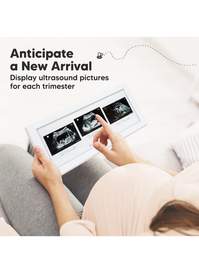 KeaBabies - Sonogram Picture Frame Trio Ultrasound Picture Frames For Mom To Be Gift Baby Ultrasound Frame For Pregnancy Announcements Baby Nursery Decor Pregnant Mom Gifts (Alpine White) - Image 1