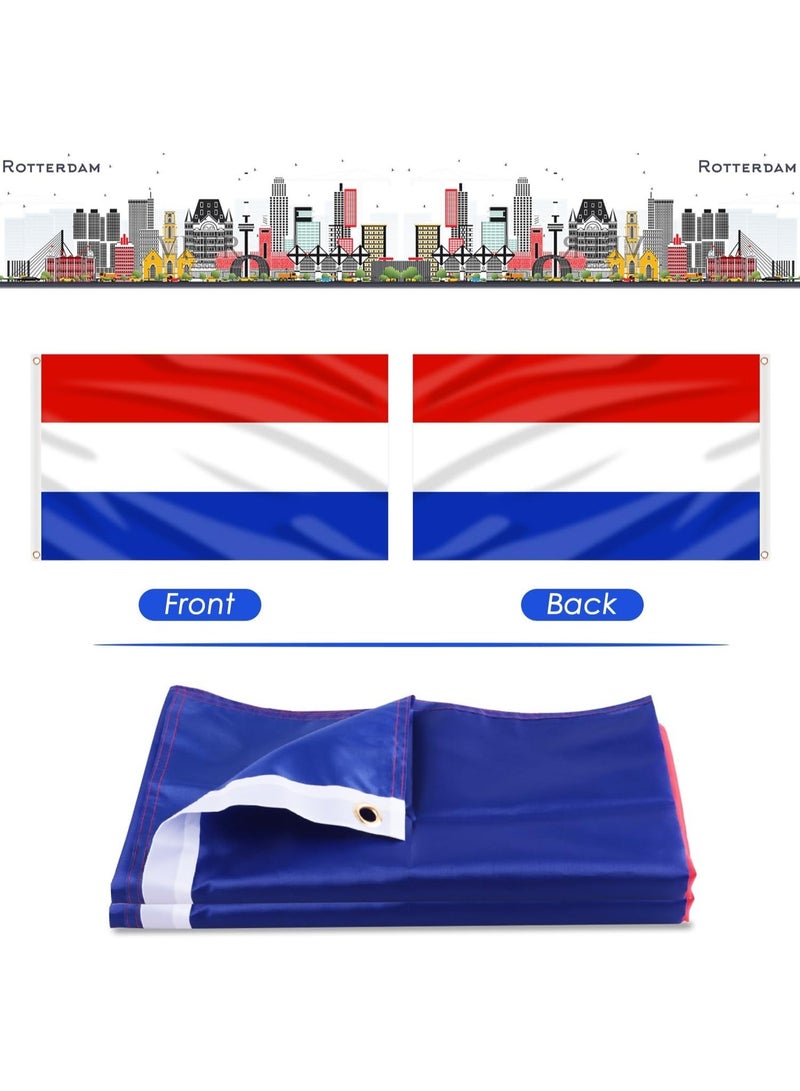 علم هولندا 3×5 قدم - لافتة بوليستر مع حلقات للتعليق الخارجي وزينة كأس العالم 2026 ⚽🇳🇱 - Image 3