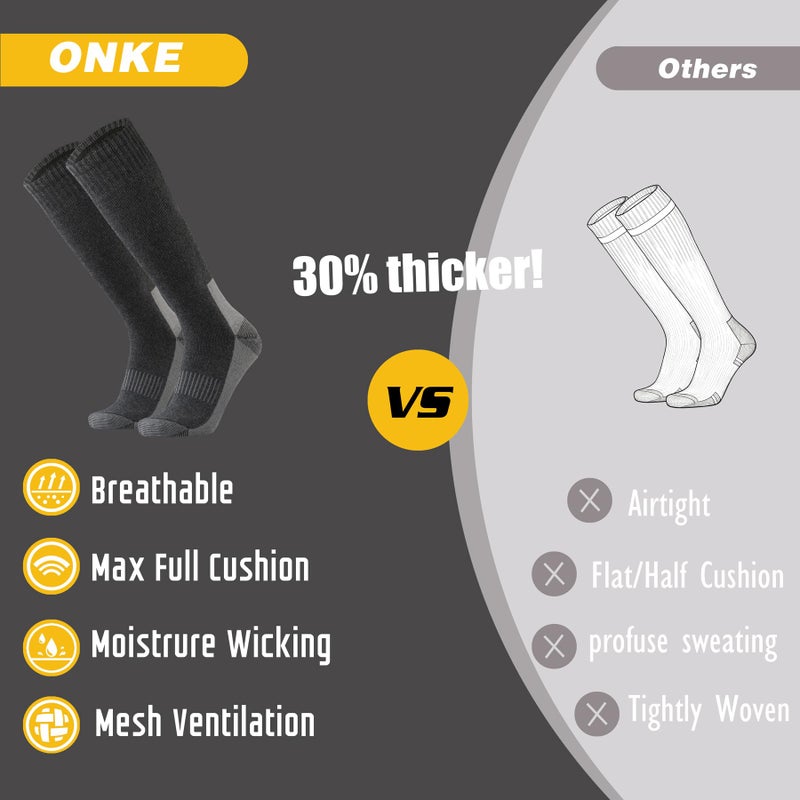 ONKE Max Full Cushion Knee High Socks for Men Steel Toe Work Boot Over the Calf OTC Moisture Wicking Thermal Hiking Hunting(DarkGray L) - Image 4