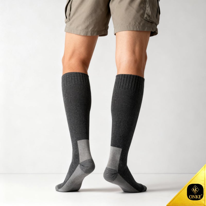 ONKE Max Full Cushion Knee High Socks for Men Steel Toe Work Boot Over the Calf OTC Moisture Wicking Thermal Hiking Hunting(DarkGray L) - Image 3