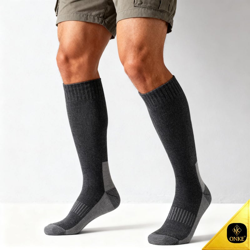 ONKE Max Full Cushion Knee High Socks for Men Steel Toe Work Boot Over the Calf OTC Moisture Wicking Thermal Hiking Hunting(DarkGray L) - Image 2