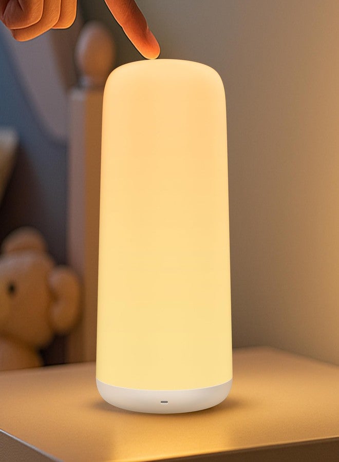 ZUZUKID Night Light for Kids, Portable Baby Night Light, 5 Color Temperatures & Stepless Dimming, 8 RGB Colors, Rechargeable Nursery Night Light, Sleep Aid, Touch Lamp with 2 Timers, White - Image 1