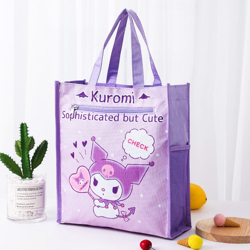 Dual Layer A4 Art Case Cute Cartoon Student Carry Bag Waterproof No. 12 kulomi (inner layer with inner lining) 