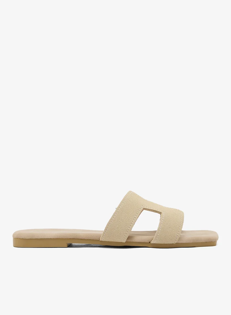 Suede H Flat Sandals