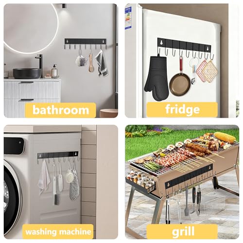 SMRCAD Magnetic Spice Rack for Refrigerator Seasoning Organizer for Spice Fridge Shelf storage Magnetic Shelf with Hook for Oven (BLACK, 5pack) - Image 4