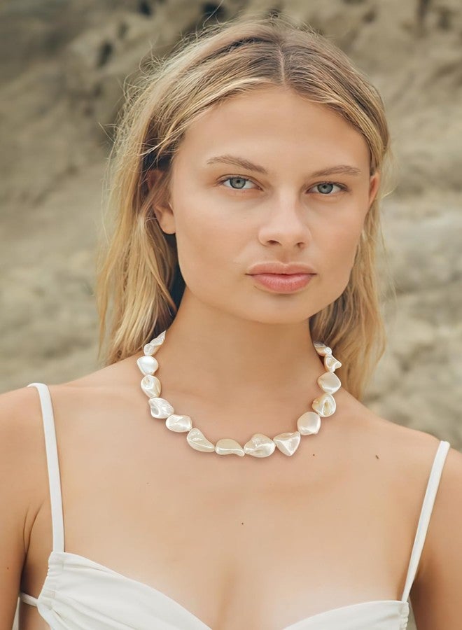 ليلي آند وايت قلادة تشوكر من الصدف السميك من ليلي آند وايت - إكسسوارات حورية البحر الصيفية الأنيقة، هدية مثالية لإطلالة حورية البحر النسائية - Image 2