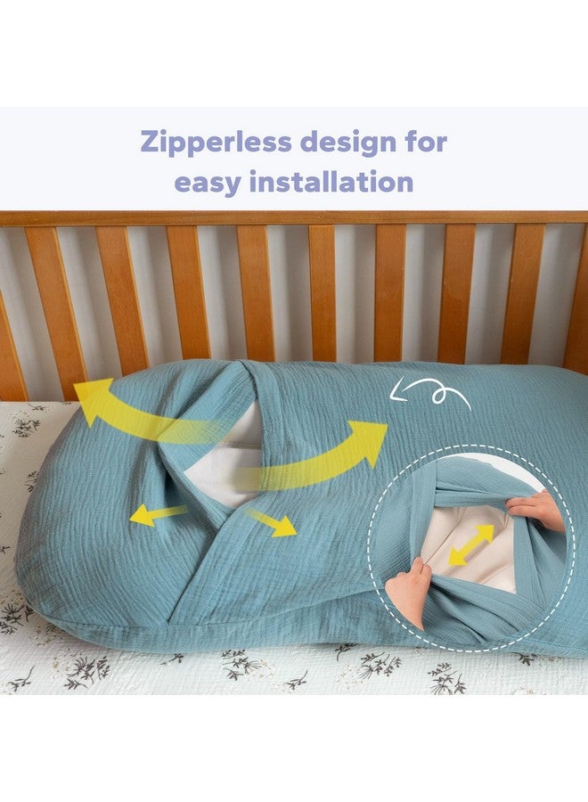 FUNUPUP Muslin Baby Lounger Cover Compatible with Snuggle Me Lounger, Infant Lounger Pillow Cover for Newborn, Removable Newborn Lounger Cover for Boys and Girls, Blue - Image 2
