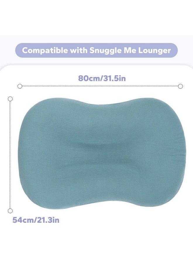 FUNUPUP Muslin Baby Lounger Cover Compatible with Snuggle Me Lounger, Infant Lounger Pillow Cover for Newborn, Removable Newborn Lounger Cover for Boys and Girls, Blue - Image 3