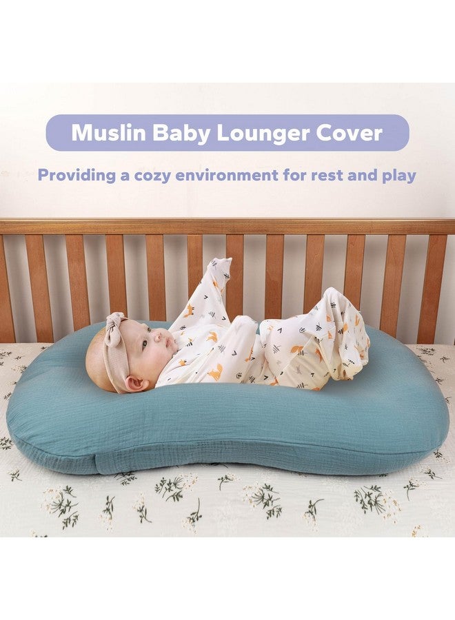 FUNUPUP Muslin Baby Lounger Cover Compatible with Snuggle Me Lounger, Infant Lounger Pillow Cover for Newborn, Removable Newborn Lounger Cover for Boys and Girls, Blue - Image 4