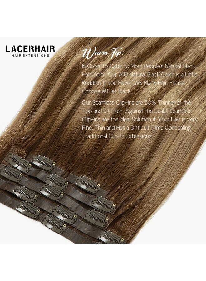 ليسر وصلات شعر بالياج طبيعية غير مرئية من جلد البولي يوريثان بطول 20 بوصة من اللون البني الشوكولاتي إلى الأشقر الكراميل، 7 قطع، 110 جرام وصلات شعر حريرية مستقيمة بدون درزات، مثبتة في الرأس بالكامل R#4-4/27 - Image 3