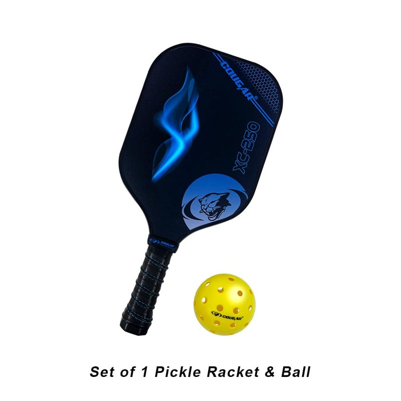 Cougar Carbon Fibre Pickleball Paddle,(XC-250) Polypropylene Honeycomb Core, 19 mm Thickness, Premium Grip, 225g, 1 Paddle & 1 Performance Balls with Carry Bag - Image 2