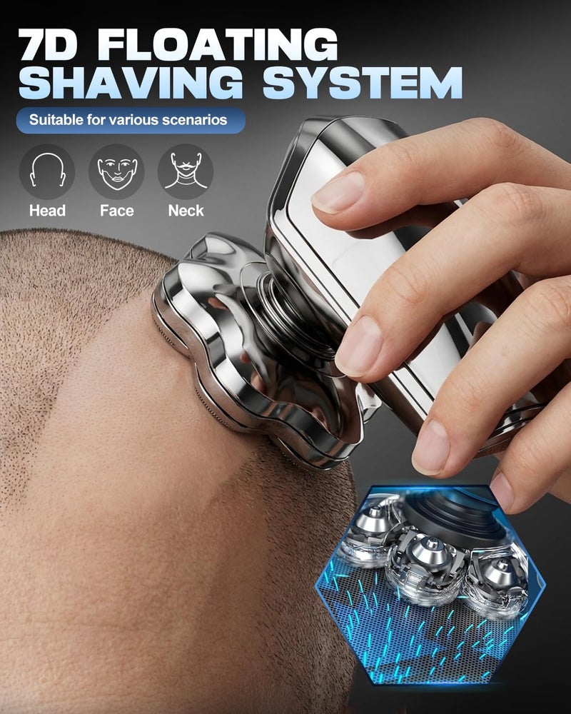 Voph Daily repeated use trusted quality Head Shavers for Bald Men, 7D Floating Blades Electric Razor with Magnetic Detachable Heads, IPX7 Waterproof Rotary Shaver 5-in-1 Self-Grooming Kit Gift for Balder Multi-color available build - Image 3