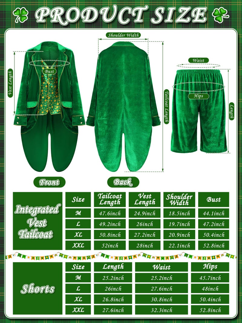 SOMSOC 10 Pcs Men's St. Patrick's Day Costume Set Irish Green Shamrock Clover Accessories for Adult Costume Party Supplies - Image 2