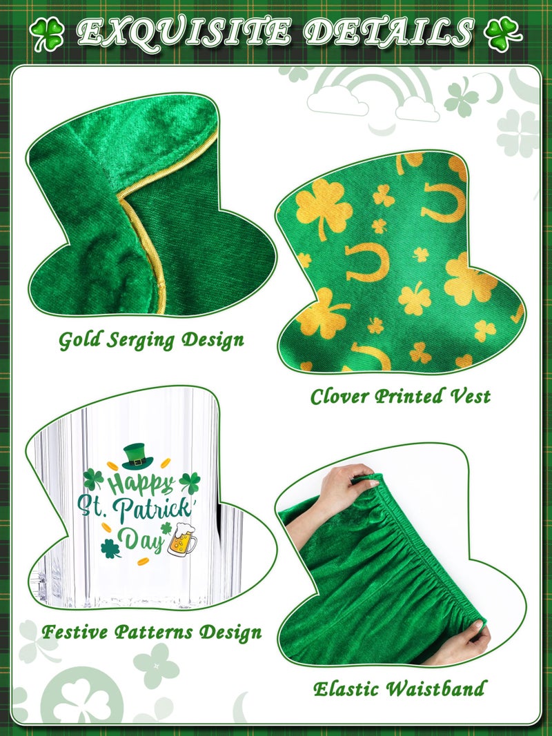 SOMSOC 10 Pcs Men's St. Patrick's Day Costume Set Irish Green Shamrock Clover Accessories for Adult Costume Party Supplies - Image 4