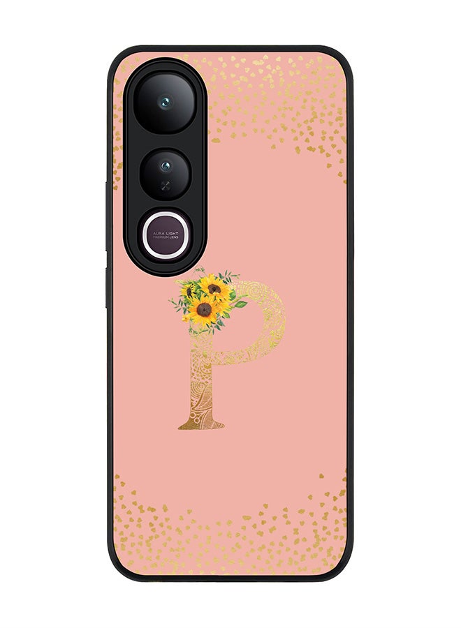 Stylizedd For vivo V50 Lite Case,Slim fit Camera Protection, Shockproof Thin Phone cover  - Custom Floral Monogram - P  (Rose Pink )