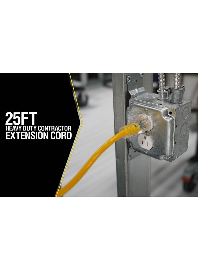 Yellow Jacket Yellow Jacket 2886 Ul Listed 14/3 15 Amp Premium Sjtw 25' (7.62M) Extension Cord With Grounded (3 Prong) Lighted Receptacle End, 25 Foot, Yellow  - Image 1