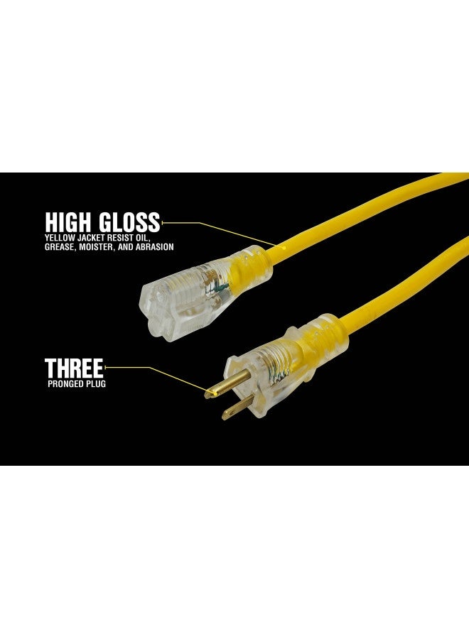 Yellow Jacket Yellow Jacket 2886 Ul Listed 14/3 15 Amp Premium Sjtw 25' (7.62M) Extension Cord With Grounded (3 Prong) Lighted Receptacle End, 25 Foot, Yellow  - Image 2