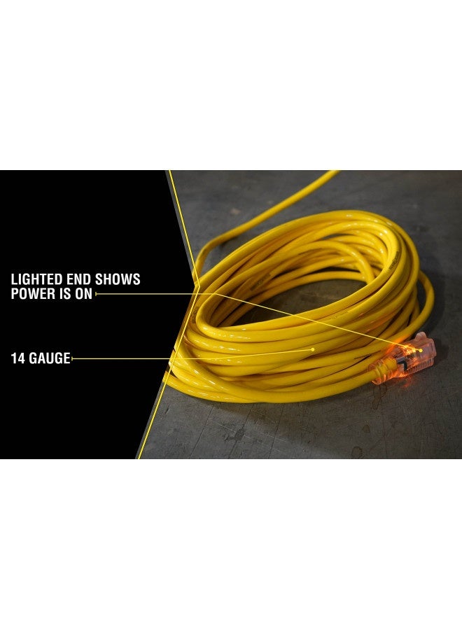 Yellow Jacket Yellow Jacket 2886 Ul Listed 14/3 15 Amp Premium Sjtw 25' (7.62M) Extension Cord With Grounded (3 Prong) Lighted Receptacle End, 25 Foot, Yellow  - Image 4