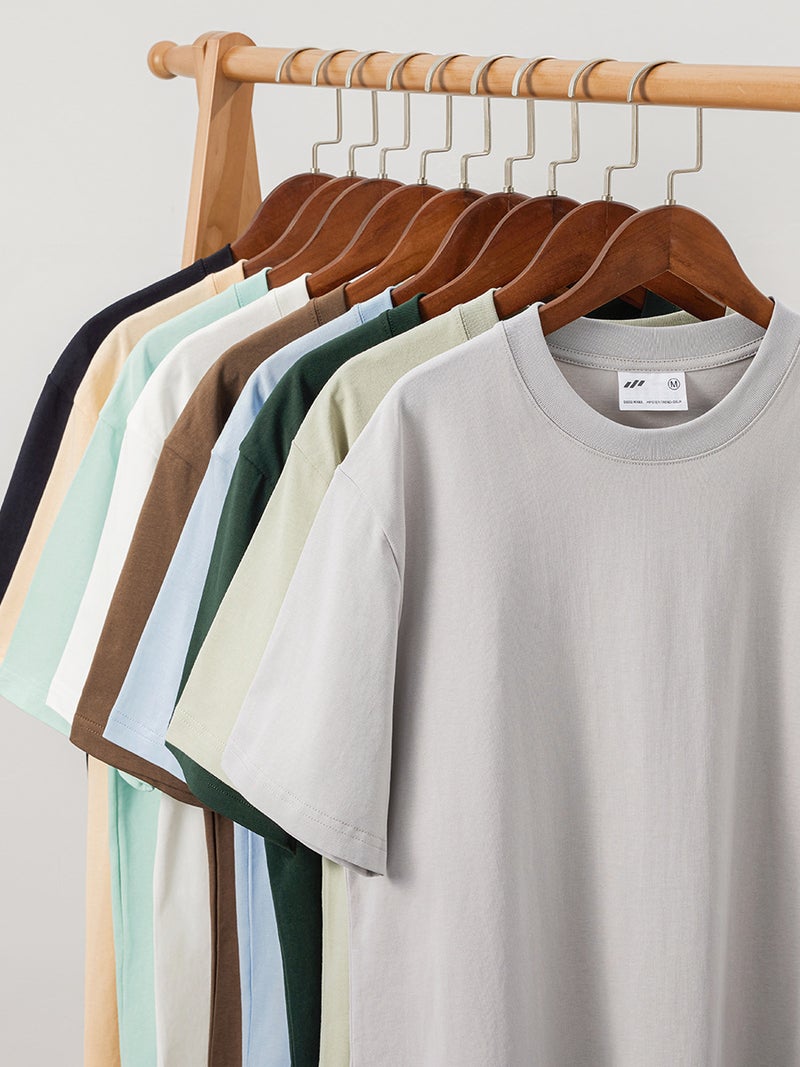Joker Heavy 220G Cotton Shoulder Crewneck T-Shirt Oversize Loose Base Colorful Short Sleeve Fast Heat Dissipation - Image 1
