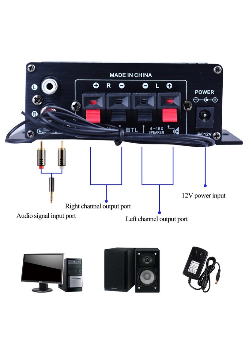 Generic مضخم صوتي صغير محمول لمكبر الصوت Amplifier للسيارة والمنزل  - Image 4