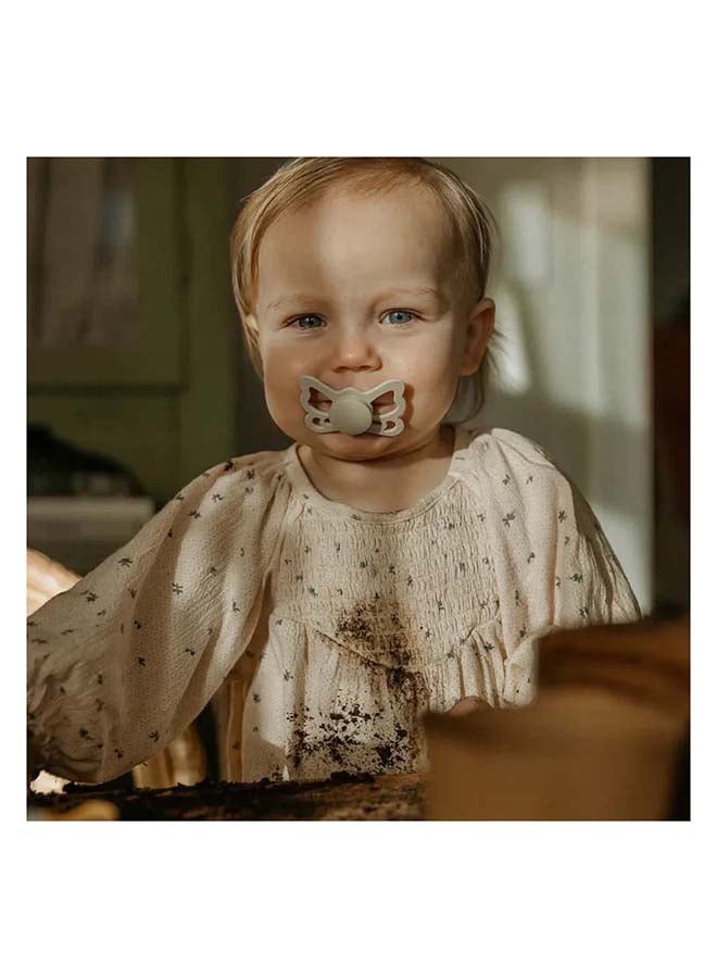 FRIGG Butterfly Anatomical Silicone Baby Pacifier 6-18M 1-Pack Primrose - Size 2 - Image 3