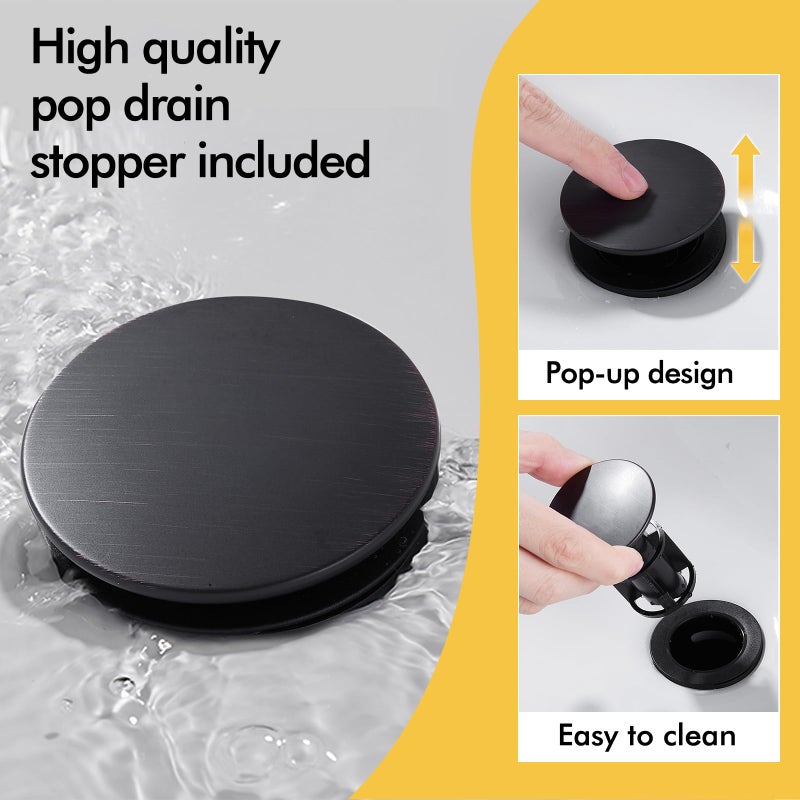Fransiton Waterfall Faucet Bathroom Faucet Single Handle One Hole Matte Black Finish Large Spout Lavatory Faucets (Matte Black) - Image 5