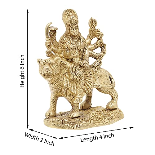Pick End Now Brass Statue/Idol of Goddess Devi Durga Sherawali ShivShakti | LxBxH - 4x2x6 Inch, Weight - 850Gm - Image 5