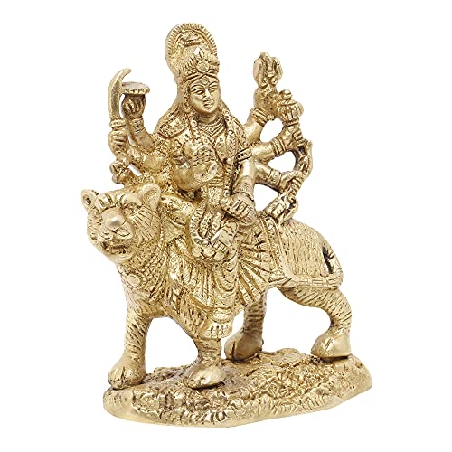 Pick End Now Brass Statue/Idol of Goddess Devi Durga Sherawali ShivShakti | LxBxH - 4x2x6 Inch, Weight - 850Gm - Image 1