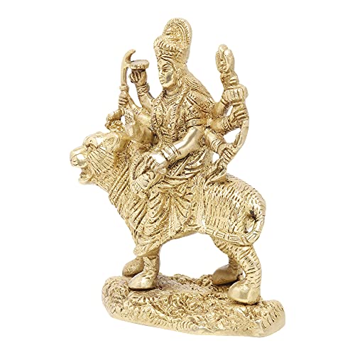 Pick End Now Brass Statue/Idol of Goddess Devi Durga Sherawali ShivShakti | LxBxH - 4x2x6 Inch, Weight - 850Gm - Image 3