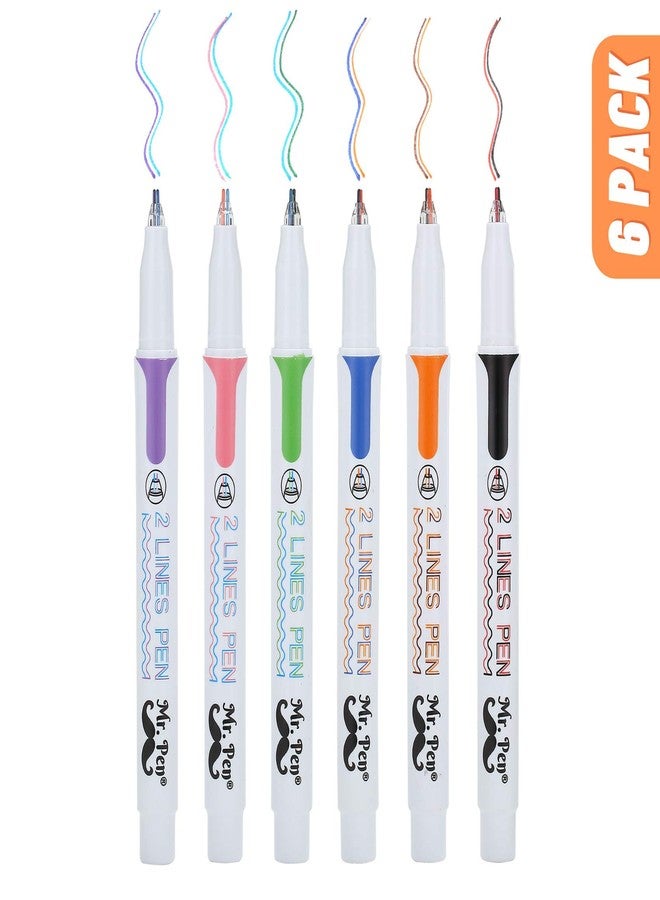Mr. Pen- Double Line Pen, 6 Pack, Assorted Colors, Outline Pen, Two Color Pen, Two Line Pens, 3d Drawing Pen, 3d Writing Pen, 2 Line Pens, Double Line Marker Pens, Double Line Pens for Art - Image 2