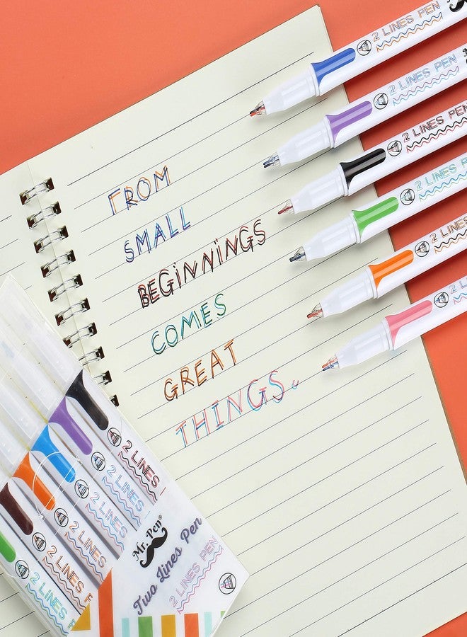 Mr. Pen- Double Line Pen, 6 Pack, Assorted Colors, Outline Pen, Two Color Pen, Two Line Pens, 3d Drawing Pen, 3d Writing Pen, 2 Line Pens, Double Line Marker Pens, Double Line Pens for Art - Image 4