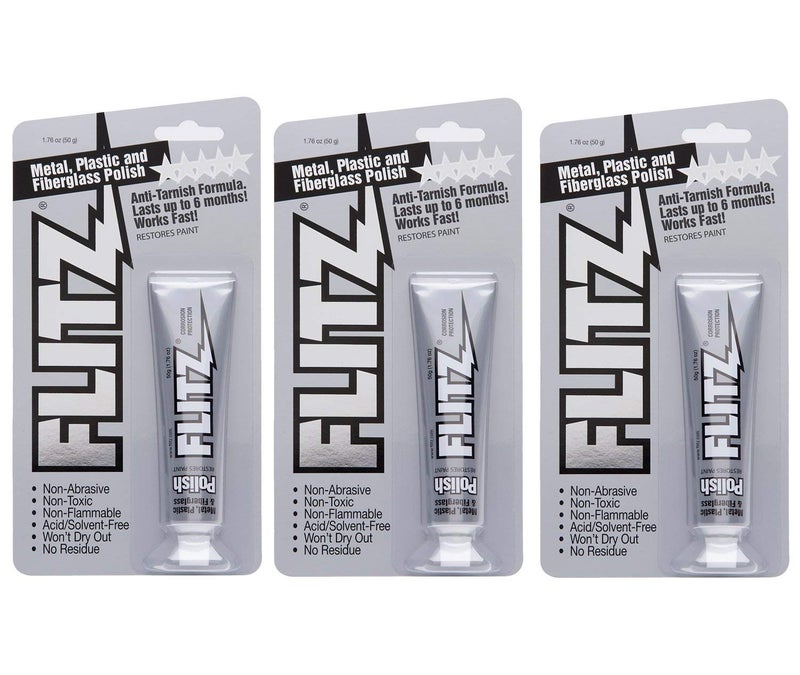 Flitz Multi-Purpose Metal Polish Paste - 1.76oz Tube of USA-Made Chrome Polish - Works on Stainless Steel, Aluminum, Plastic, Jewelry and Cars - Non-Abrasive Cleaner & Rust Remover (3 Pack) - Image 1