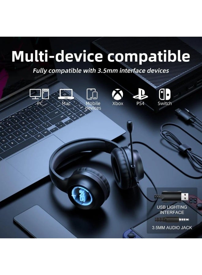 ONIKUMA X36 Gaming Headset with Microphone – Wired Over-Ear Headphones, Surround Sound, Noise Cancelling Mic, LED Light, Ergonomic Earpads, for PC, PS5, PS4, Xbox, Laptop (Black) - Image 4