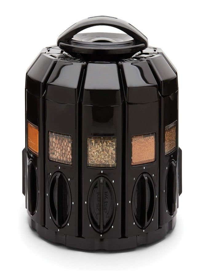 KitchenArt Kitchen Art Spice Rack Select-A-Spice Auto-Measure Carousel 12 Compartments Black 8.75 x 8.75 x 6 inches - Image 1