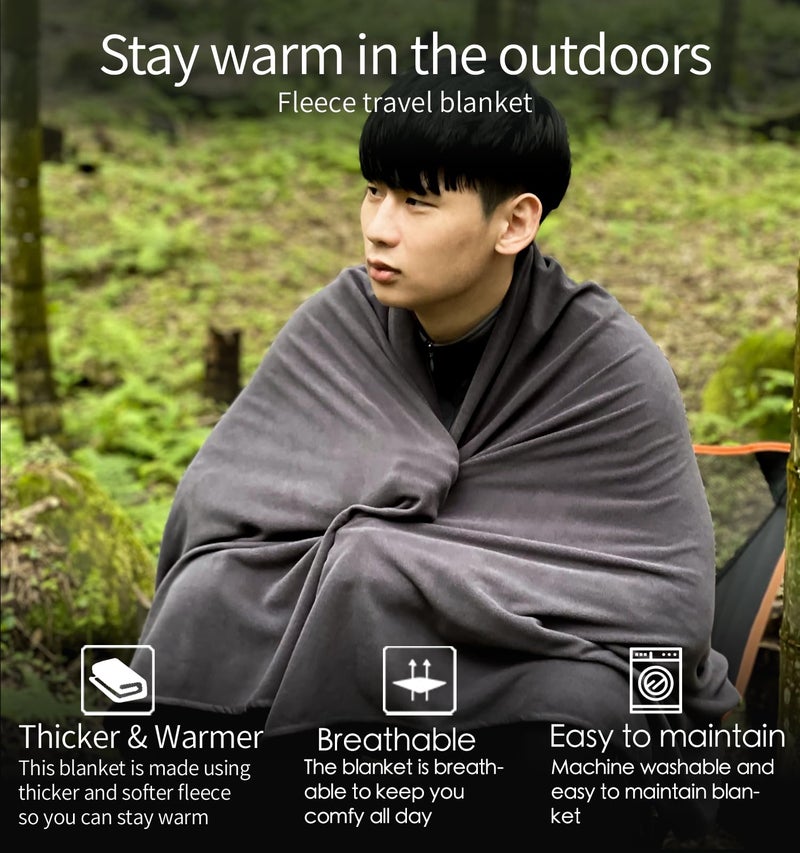 Litume Travel Camping Blanket Lightweight and Breathable, 67 x 48 in Soft Airplane Flight Blanket for Travelers, Foldable Sheet with Stuff Sack for Train, Camp, backapcking, Office, Home (E651 Grey) - Image 4